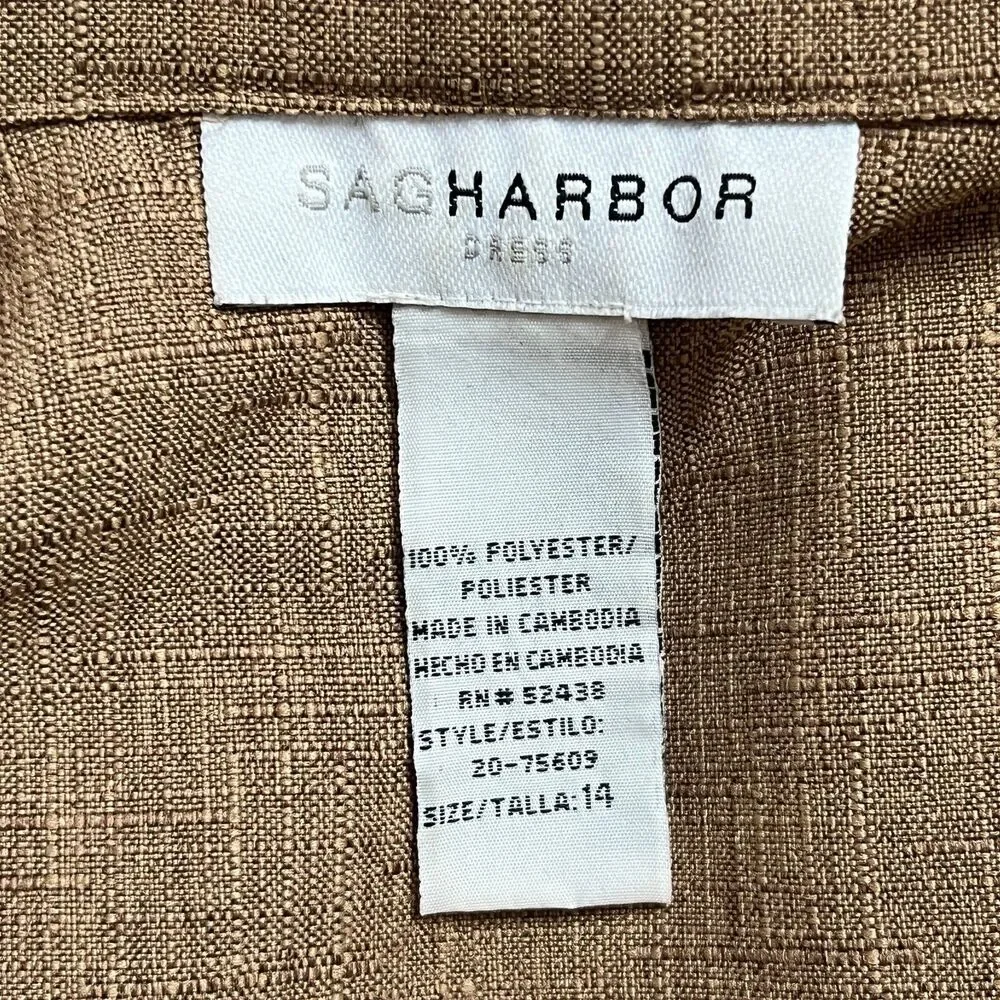 Sag Harbor Women's Jacket Blazer Long sleeve Suit Brown Size 14 Lightweight #685